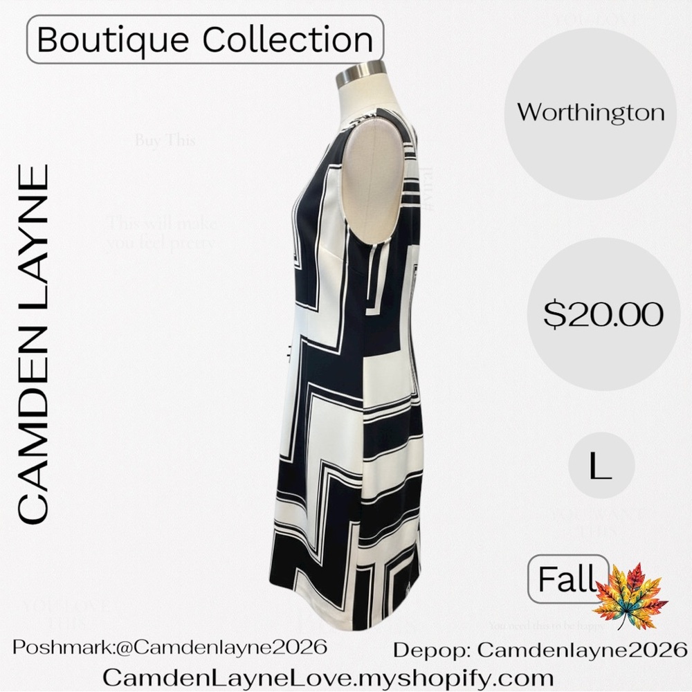 Worthington Black and White Geometric Mini Dress - Picture 5 of 7